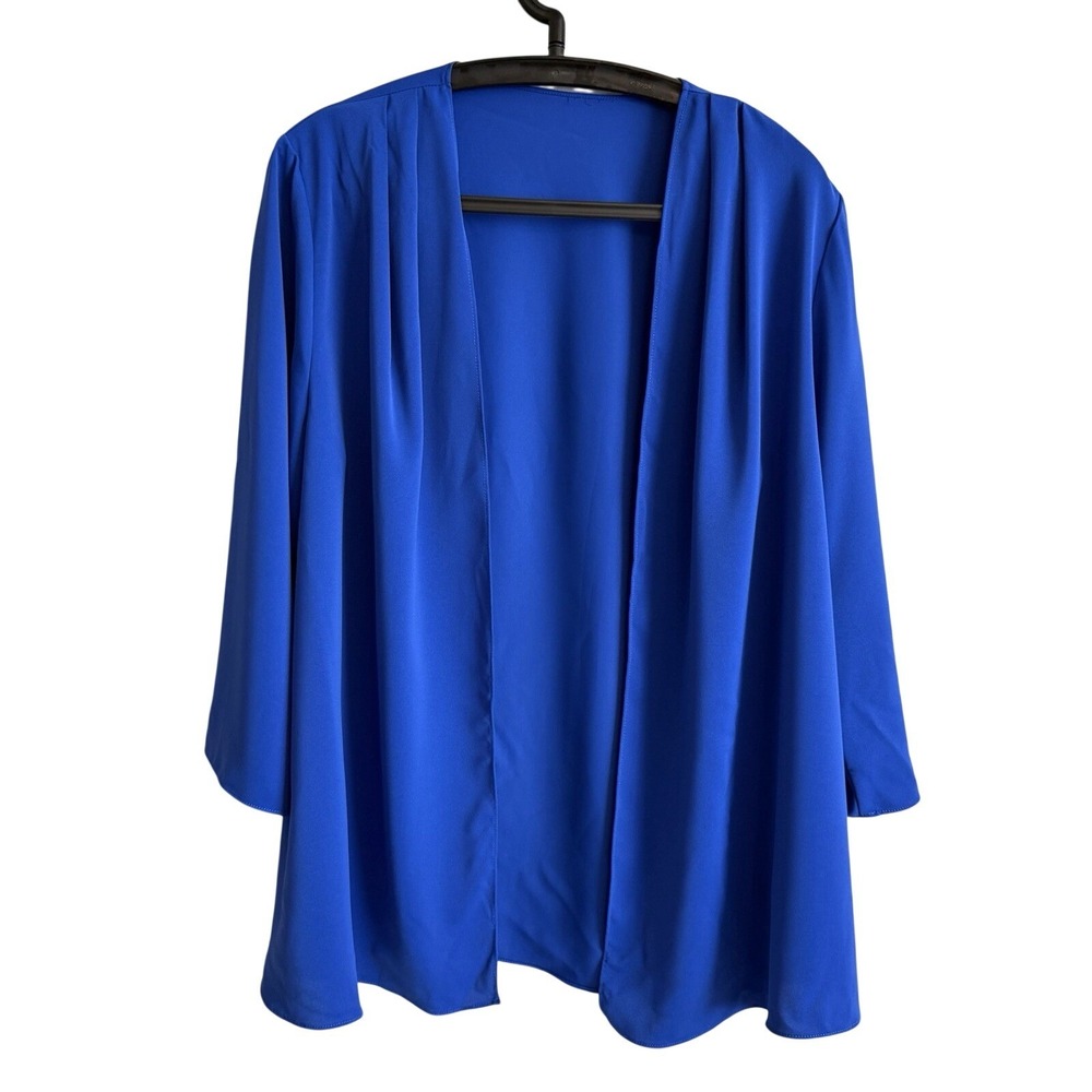 Womens Open Quarter Sleeve Blue Cardigan Size L Lightweight Layers Casual Office